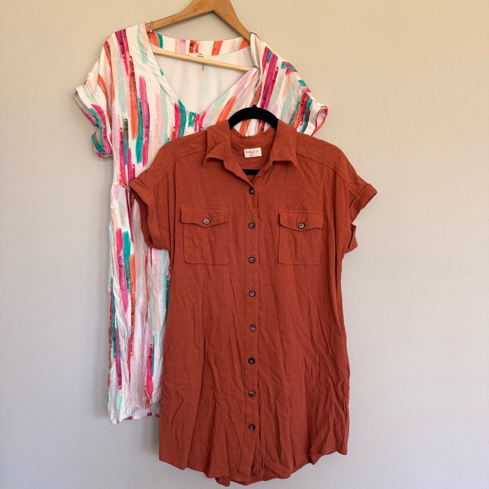 Entro Multi-Color and Haley & Co Terracotta Button-Down Shirt Dress Bundle